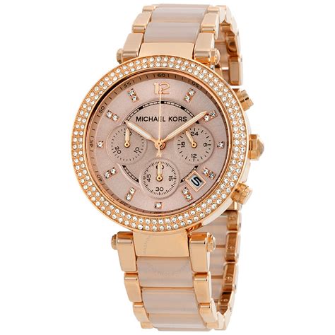 michael kors parker women's watch with white leather band|mk5896.